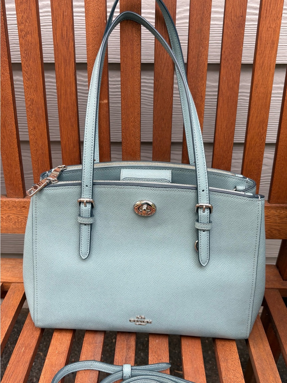 SOLD! Coach Willow Satchel in Pale Blue Leathe